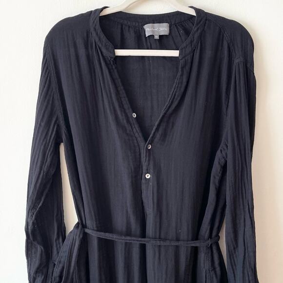 Michael Stars Muslin Long Sleeve Shirt Dress Midi Women’s size XS Black - Picture 2 of 12